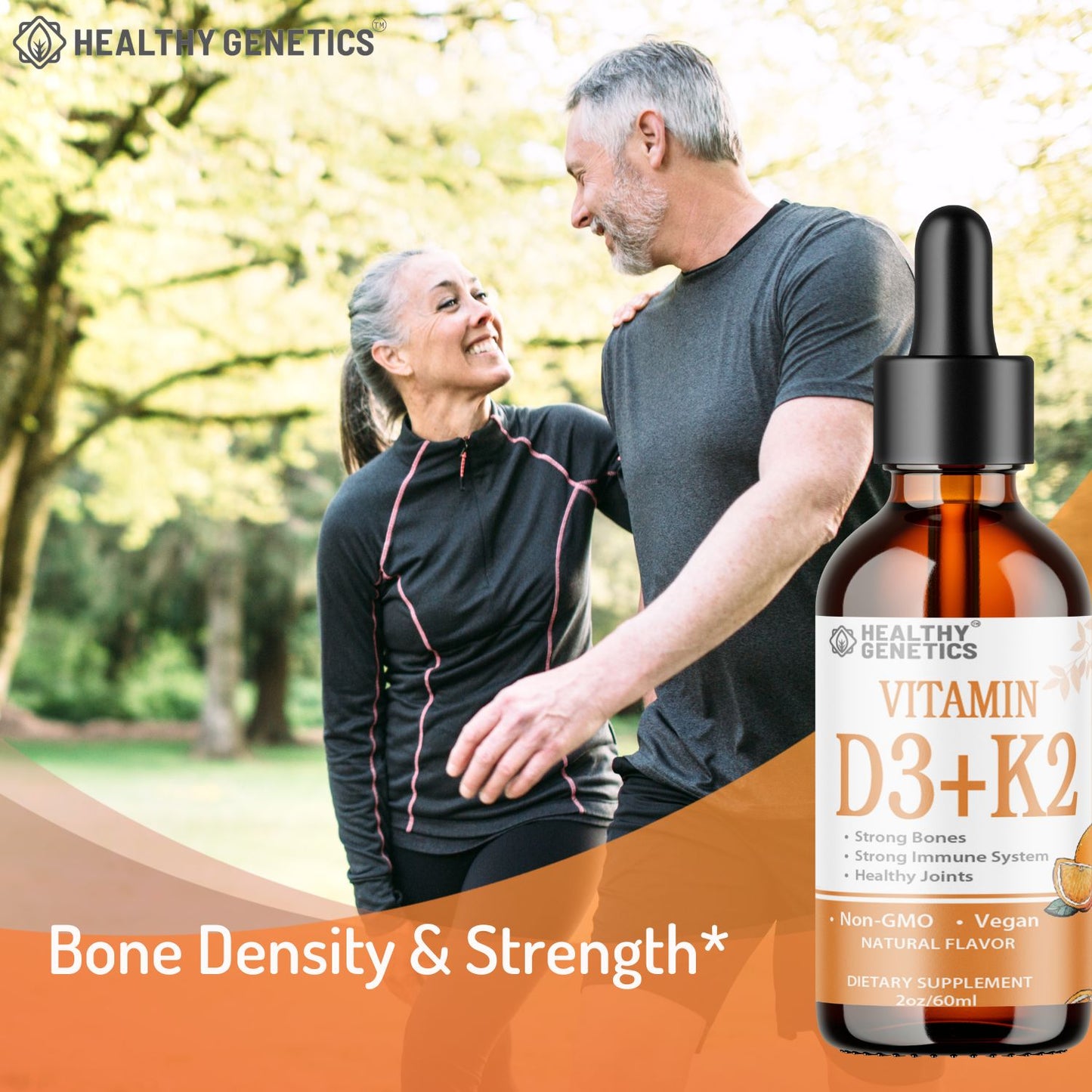 Vitamin D3 + K2 - Fast-Absorption Formula, Maximum Strength, Organic Liquid Drops Supplement - Supports Bone Strength, Immune, Heart Health - Helps Boost Energy & Nutrition - 2oz