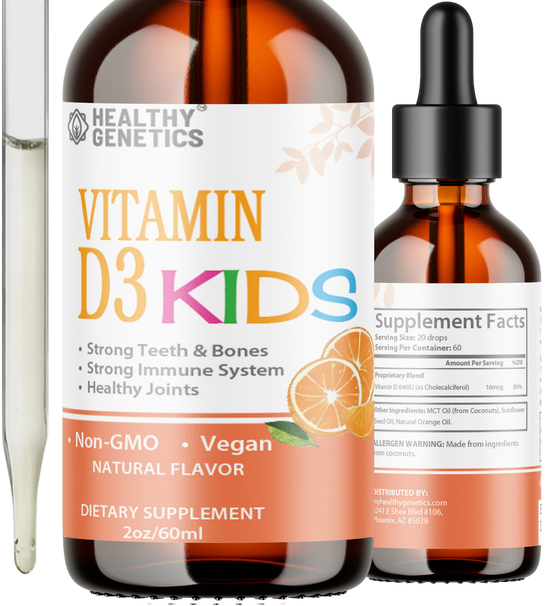 Liquid Vitamin D3 Kids | 680IU Vitamin D Liquid Drops(Cholecalciferol) | Bones | Immune | Heart Health | Boost Energy | 2oz