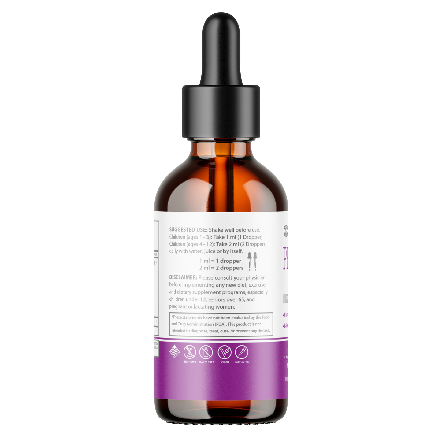 Best Liquid Probiotics for Kids & Toddlers | Prebiotic + Probiotics + Ginger Root for Digestive Health | Acidophilus Probiotic | Dairy Free | Immune Support | Vegan | Non-GMO | Gluten Free | 30-60 Servings