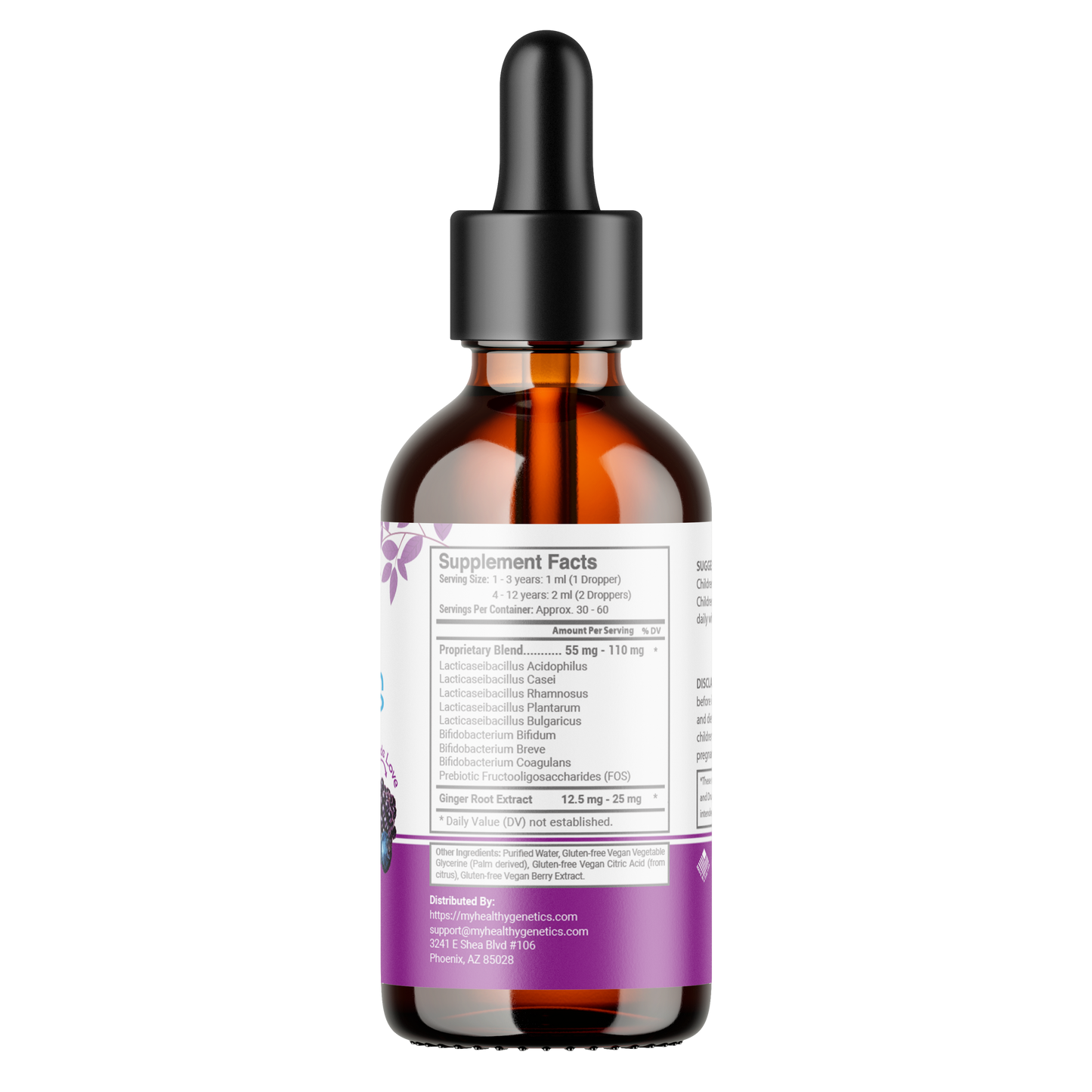 Best Liquid Probiotics for Kids & Toddlers | Prebiotic + Probiotics + Ginger Root for Digestive Health | Acidophilus Probiotic | Dairy Free | Immune Support | Vegan | Non-GMO | Gluten Free | 30-60 Servings