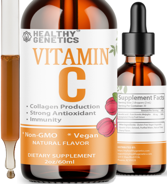 Vitamin C Supplement | Liquid Vitamin C Liquid Drops for Adults & Kids | Acerola Cherry | Immune Support Supplement | Antioxidant | Skin | Vegan | Non-GMO | Gluten Free | 2 Fl