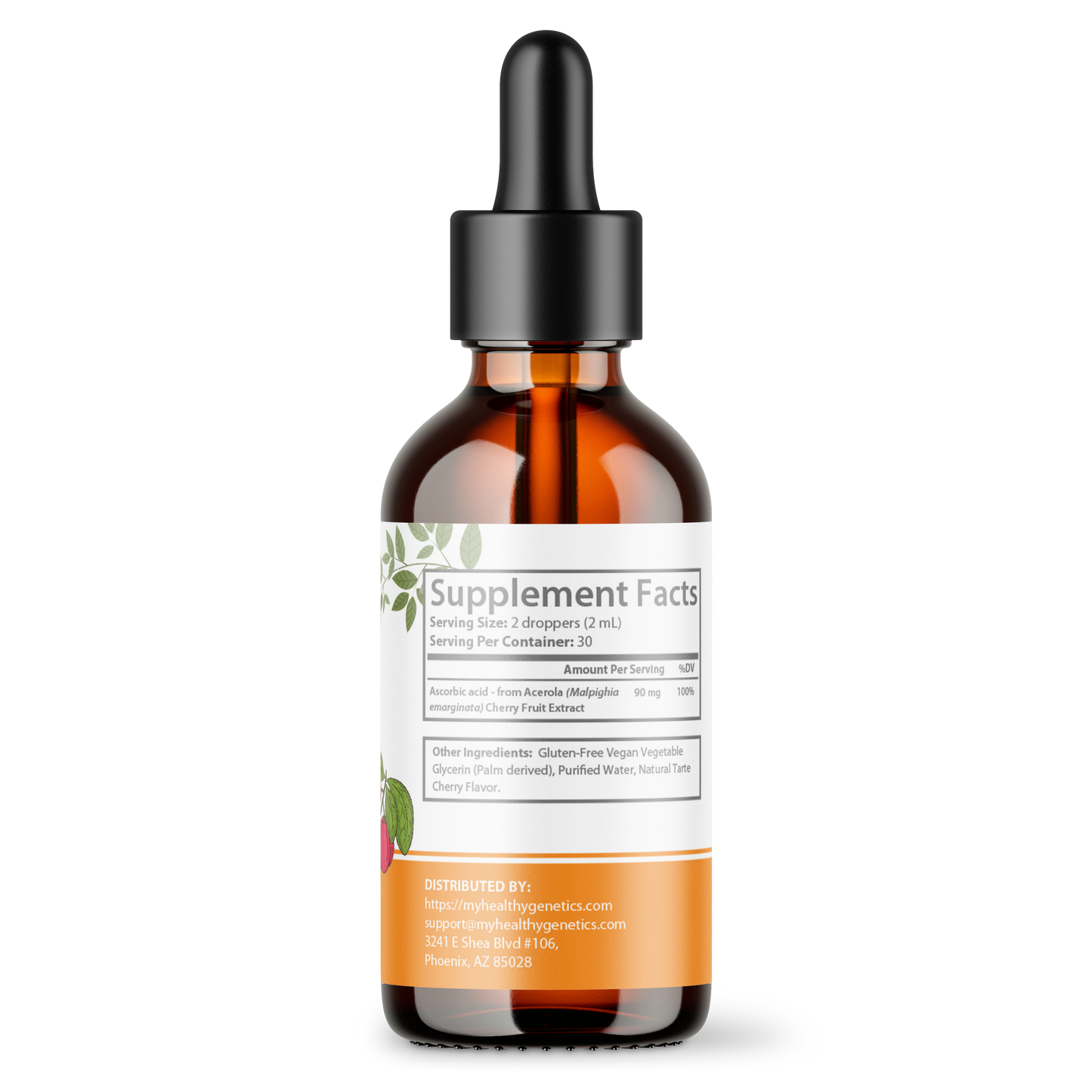 Vitamin C Supplement | Liquid Vitamin C Liquid Drops for Adults & Kids | Acerola Cherry | Immune Support Supplement | Antioxidant | Skin | Vegan | Non-GMO | Gluten Free | 2 Fl