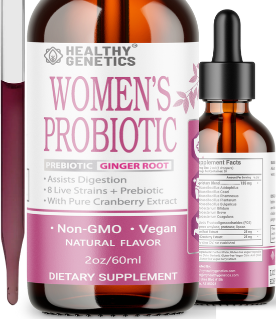 Liquid Probiotics for Women | Prebiotic + Cranberry + Probiotics for Digestive Health | Acidophilus Probiotic | Dairy Free | Vegan | Non-GMO | Gluten Free | 30 Servings