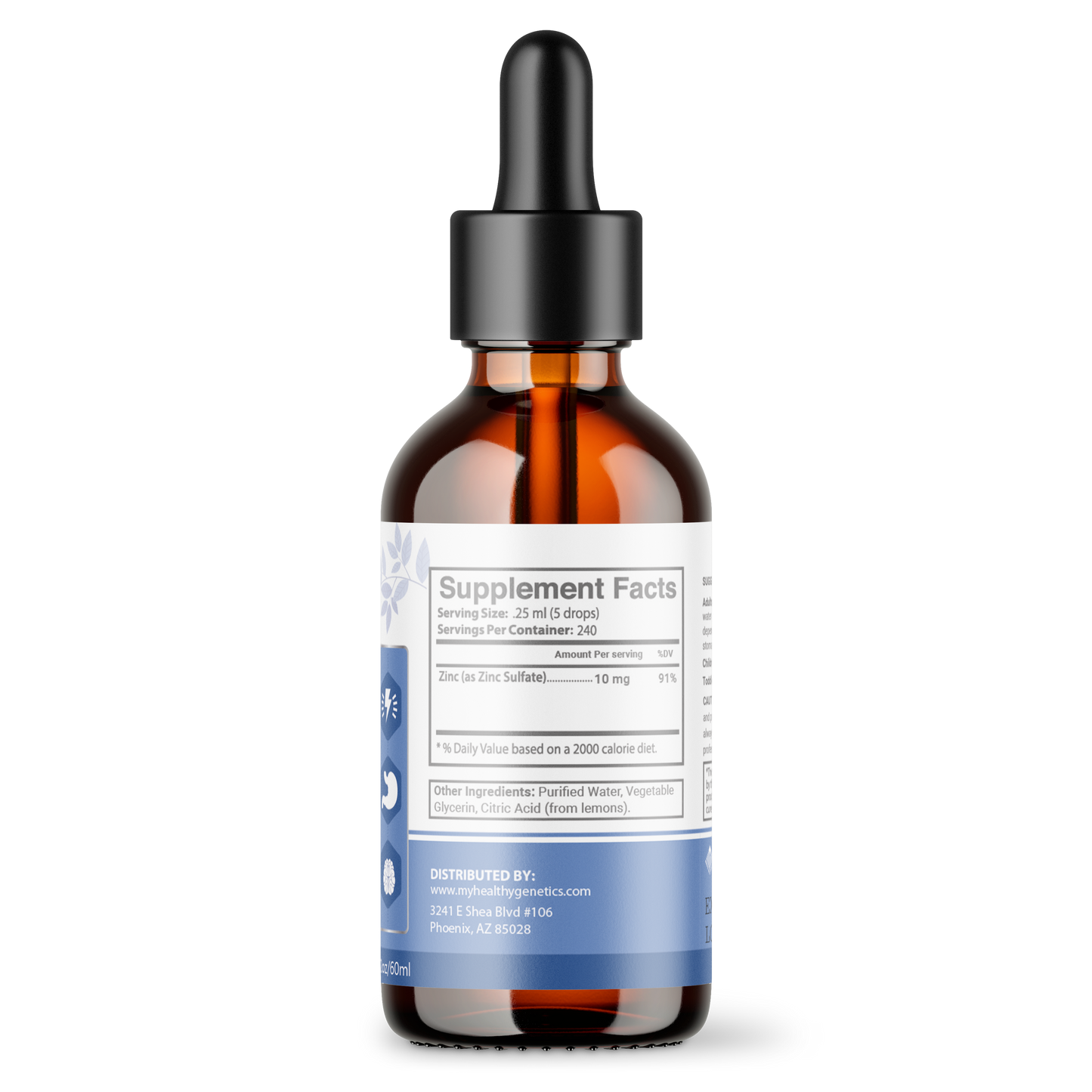 Liquid Zinc Drops Concentrate for entire family | 240 Day Supply | Zinc Sulfate 2400mg | Immunity, Mood, Brain Thyroid | 2 Oz